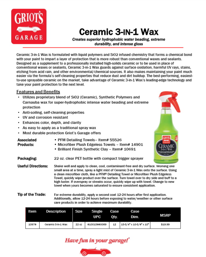 Griot's Garage - Who has tried out our Ceramic 3 in 1 Wax