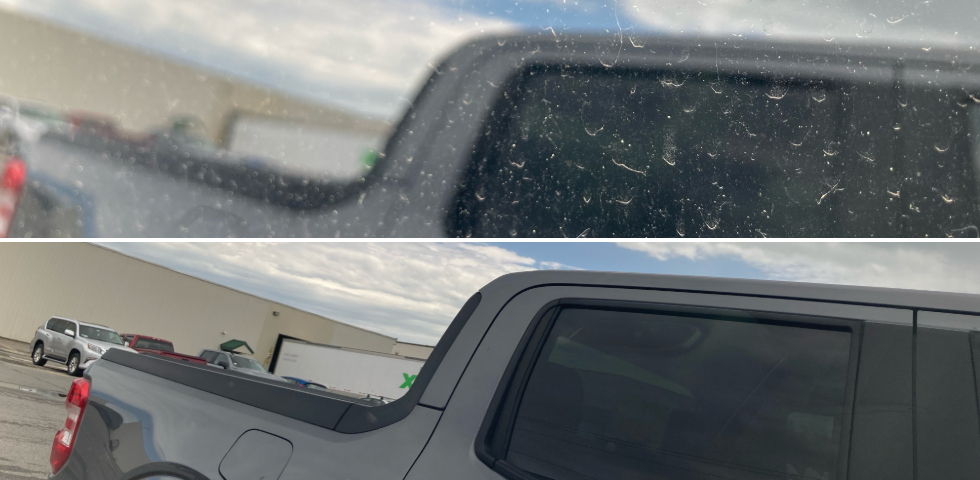 Windows Before and After cleaning with DIY Detail Crystal Clear