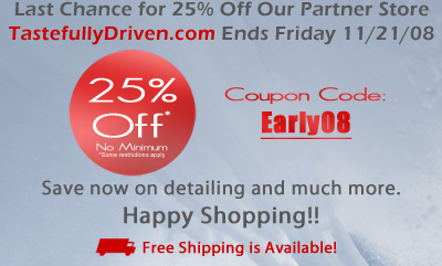 Last Chance for 25% Off at Partner Store TastefullyDriven.com