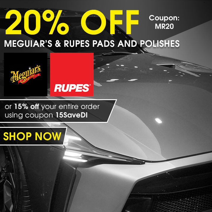 20% Off Meguiar's & Rupes Pads and Polishes Coupon MR20 or 15% off your entire order using coupon 15SaveDI - Shop Now