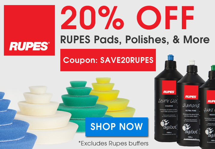 20% Off Rupes Pads, Polishes, and More - Coupon Save20Rupes - Shop Now - Excludes Rupes buffers