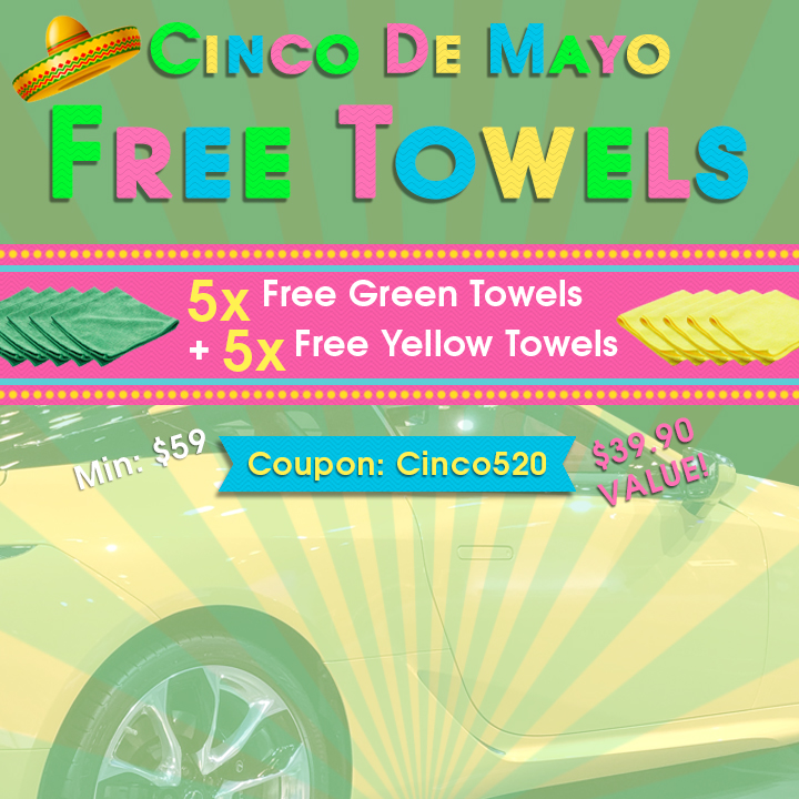 Cinco De Mayo Free Towels - 5x Free Green Towels + 5x Free Yellow Towels - Coupon Cinco520 - min $59 - $39.90 Value