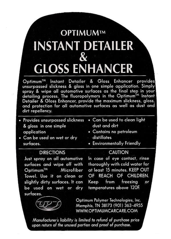 Optimum Instant Detailer & Gloss Enhancer Quick Detail Spray